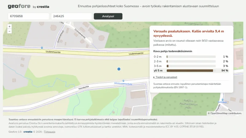 Geofore is now live: an experimental view of ground conditions across Finland